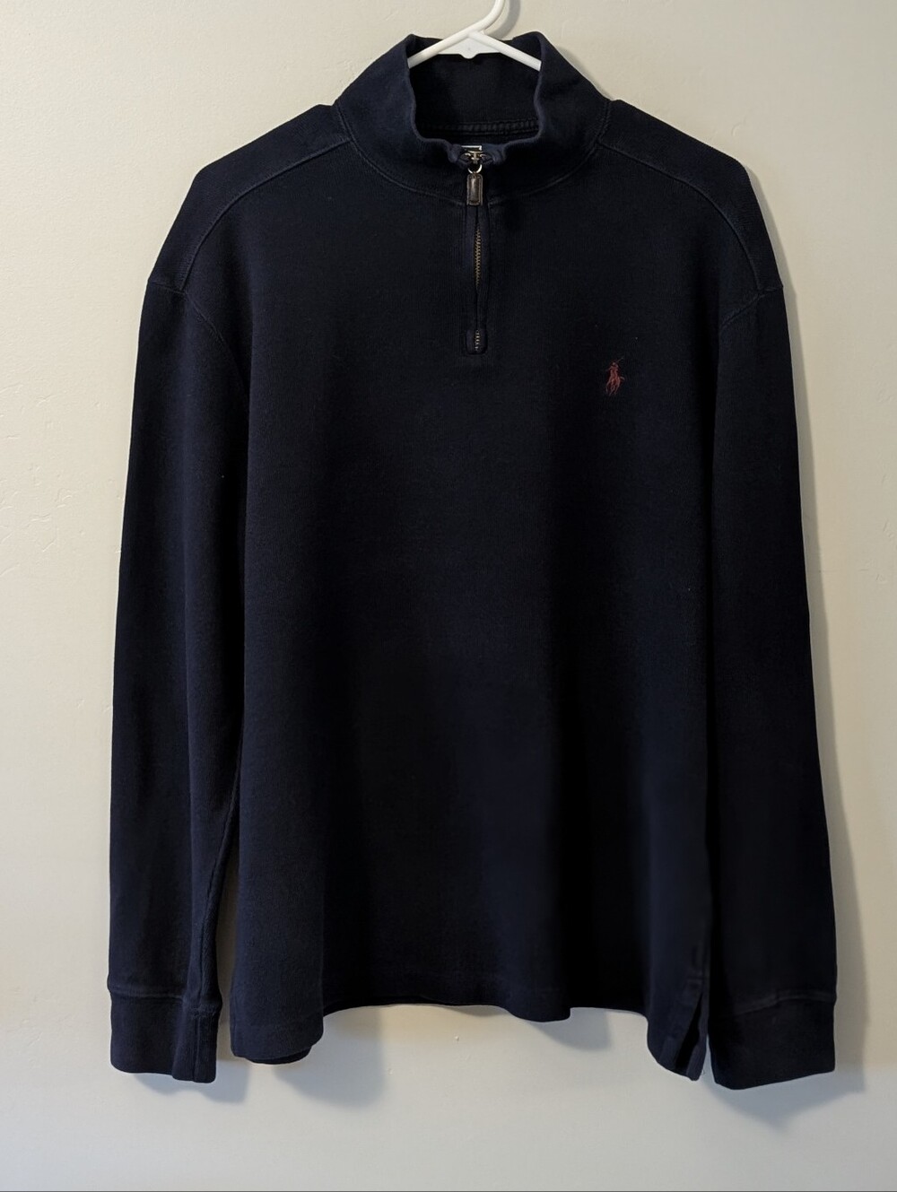Polo Ralph Lauren Navy Cotton Quarter Zip Pullover L